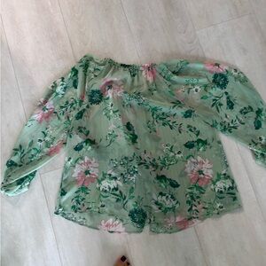 Zara Green Floral Blouse